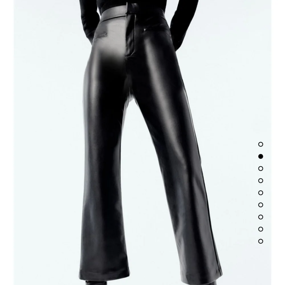 ZARA * FAUX LEATHER FLARE PANTS BLACK  Size M XL